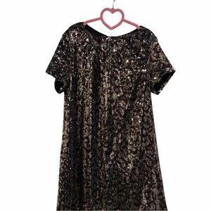 2 for $20 Girls Zara Sequin Short Sleeve Black and Animal Print Holiday Dress